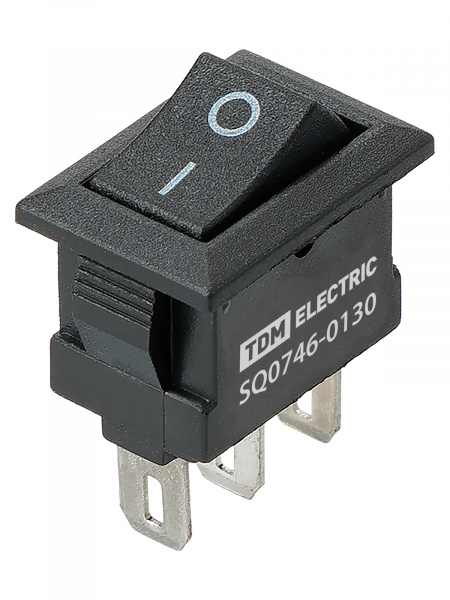 Выключатель клавишный KCD11-102 250В AC/DC, 1P, 3А, (3с), ON-ON, черный, Micro TDM
