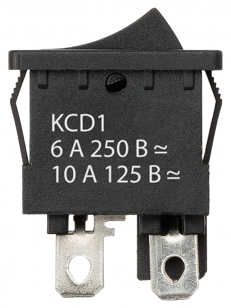Выключатель клавишный KCD1-201 250В AC/DC, 2P, 6А, (4с), ON-OFF, черный, Mini TDM