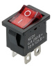 Выключатель клавишный KCD1-201N 250В AC/DC, 2P, 6А, (4с), ON-OFF, черный корпус, красная клавиша с LED подсветкой, Mini TDM
