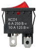 Выключатель клавишный KCD1-201N 250В AC/DC, 2P, 6А, (4с), ON-OFF, черный корпус, красная клавиша с LED подсветкой, Mini TDM