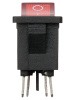 Выключатель клавишный KCD1-201N 250В AC/DC, 2P, 6А, (4с), ON-OFF, черный корпус, красная клавиша с LED подсветкой, Mini TDM