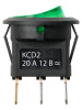 Выключатель клавишный круглый KCD2-101N 12В AC/DC, 1P, 20А, (3с), ON-OFF, черный корпус, зеленая клавиша с LED подсветкой TDM