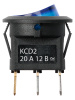 Выключатель клавишный круглый KCD2-101N 12В AC/DC, 1P, 20А, (3с), ON-OFF, черный корпус, синяя клавиша с LED подсветкой TDM