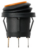 Выключатель клавишный круглый KCD2-101N/FS 250В AC/DC, 1P, 6А, (3с), ON-OFF, черный корпус, желтая клавиша с LED подсветкой, IP54 TDM