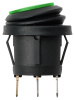 Выключатель клавишный круглый KCD2-101N/FS 250В AC/DC, 1P, 6А, (3с), ON-OFF, черный корпус, зеленая клавиша с LED подсветкой, IP54 TDM