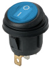 Выключатель клавишный круглый KCD2-101N/FS 250В AC/DC, 1P, 6А, (3с), ON-OFF, черный корпус, синяя клавиша с LED подсветкой, IP54 TDM