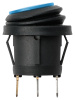 Выключатель клавишный круглый KCD2-101N/FS 250В AC/DC, 1P, 6А, (3с), ON-OFF, черный корпус, синяя клавиша с LED подсветкой, IP54 TDM