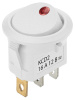 Выключатель клавишный круглый KCD2-101N-2 12В AC/DC, 1P, 16А, (3с), ON-OFF, белый с красной точечной LED подсветкой TDM