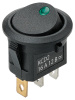 Выключатель клавишный круглый KCD2-101N-2 12В AC/DC, 1P, 16А, (3с), ON-OFF, черный с зеленой точечной LED подсветкой TDM