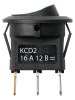 Выключатель клавишный круглый KCD2-101N-2 12В AC/DC, 1P, 16А, (3с), ON-OFF, черный с зеленой точечной LED подсветкой TDM