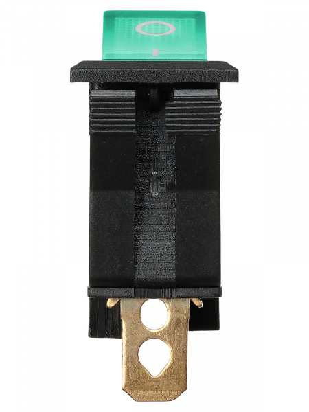 Выключатель клавишный KCD3-101N/B 250В AC/DC, 1P, 15А, (3с), ON-OFF, черный корпус, зеленая клавиша с LED подсветкой TDM