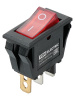 Выключатель клавишный KCD3-101N/B 250В AC/DC, 1P, 15А, (3с), ON-OFF, черный корпус, красная клавиша с LED подсветкой TDM