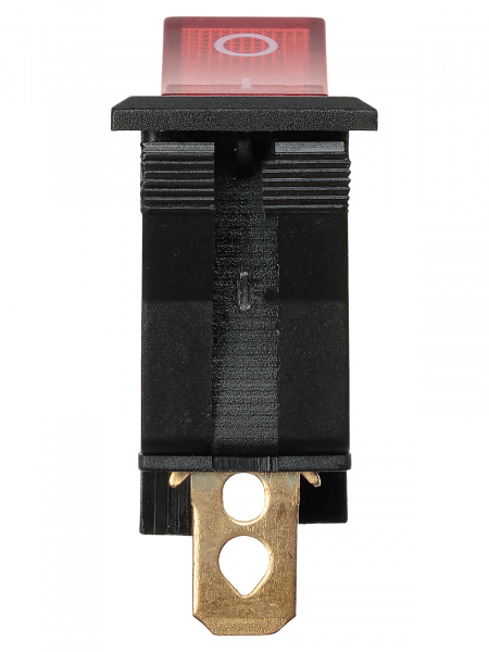 Выключатель клавишный KCD3-101N/B 250В AC/DC, 1P, 15А, (3с), ON-OFF, черный корпус, красная клавиша с LED подсветкой TDM