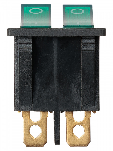 Выключатель двухклавишный KCD3-221N 250В AC/DC 1P 15А (6с) ON-OFF черный корпус, две зеленые клавиши с LED подсветкой TDM