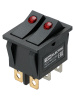 Выключатель двухклавишный KCD3-221N/D 250В AC/DC 1P 15А (6с) ON-OFF черный с красной точечной LED подсветкой TDM