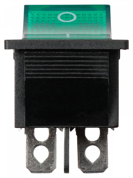 Выключатель клавишный KCD4-201N 250В AC/DC, 2P, 16А, (4с), ON-OFF, черный корпус, зеленая клавиша с LED подсветкой TDM