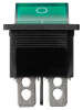 Выключатель клавишный KCD4-202N 250В AC/DC, 2P, 15А, (6с), ON-ON, черный корпус, зеленая клавиша с LED подсветкой TDM