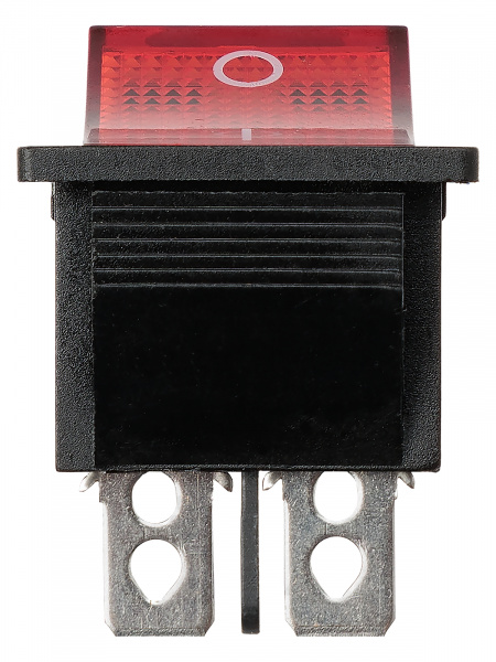 Выключатель клавишный KCD4-202N 250В AC/DC, 2P, 15А, (6с), ON-ON, черный корпус, красная клавиша с LED подсветкой TDM