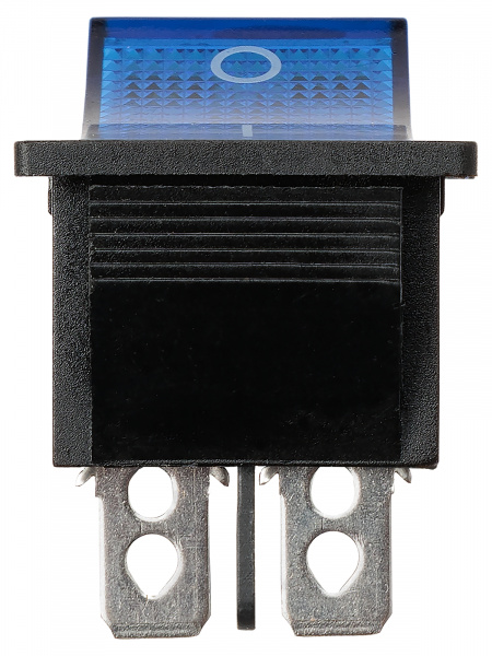 Выключатель клавишный KCD4-202N 250В AC/DC, 2P, 15А, (6с), ON-ON, черный корпус, синяя клавиша с LED подсветкой TDM