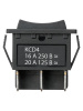 Переключатель клавишный KCD4-203 250В AC/DC, 2P, 16А, (6с), (ON)-OFF-(ON), с нейтральным положением, без фиксации, черный TDM