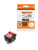 Переключатель клавишный KCD4-203N 250В AC/DC, 2P, 15А, (6с), ON-OFF-ON, c нейтральным положением, черный корпус, красная клавиша с LED подсветкой TDM