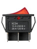 Переключатель клавишный KCD4-203N 250В AC/DC, 2P, 15А, (6с), ON-OFF-ON, c нейтральным положением, черный корпус, красная клавиша с LED подсветкой TDM
