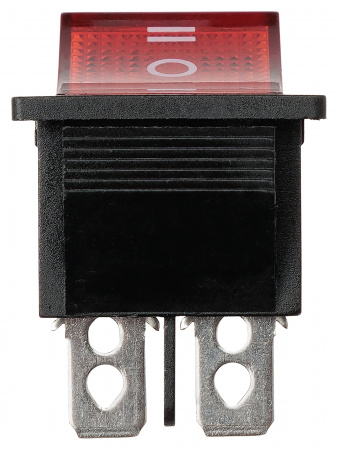 Переключатель клавишный KCD4-203N 250В AC/DC, 2P, 15А, (6с), ON-OFF-ON, c нейтральным положением, черный корпус, красная клавиша с LED подсветкой TDM