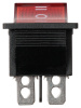 Переключатель клавишный KCD4-203N 250В AC/DC, 2P, 15А, (6с), ON-OFF-ON, c нейтральным положением, черный корпус, красная клавиша с LED подсветкой TDM