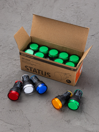 STATUS Лампа сигнальная AD-22DS, LED, d22 мм, 24-440 В AC/DC, IP65, зеленый TDM