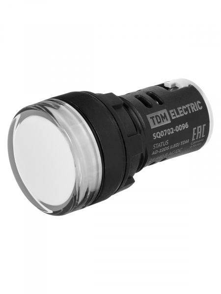 STATUS Лампа сигнальная AD-22DS, LED, d22 мм, 24-440 В AC/DC, IP65, белый TDM