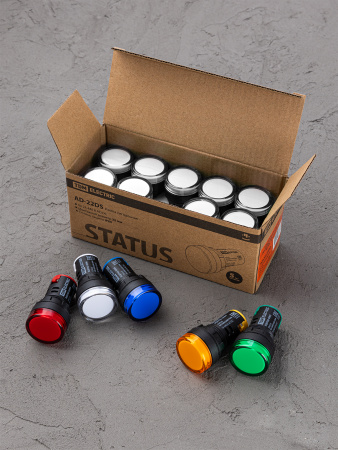 STATUS Лампа сигнальная AD-22DS, LED, d22 мм, 24-440 В AC/DC, IP65, белый TDM