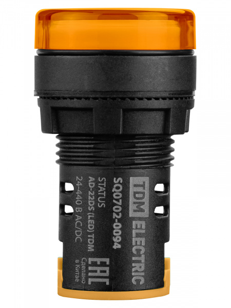 STATUS Лампа сигнальная AD-22DS, LED, d22 мм, 24-440 В AC/DC, IP65, желтый TDM