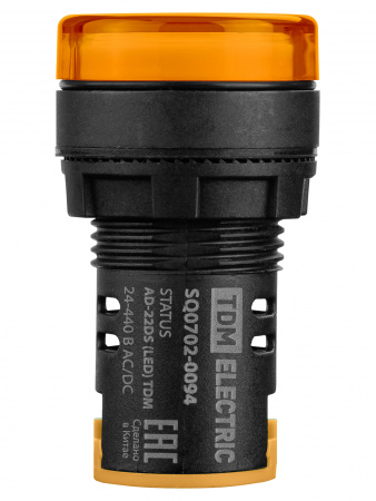 STATUS Лампа сигнальная AD-22DS, LED, d22 мм, 24-440 В AC/DC, IP65, желтый TDM