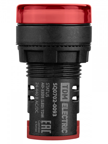 STATUS Лампа сигнальная AD-22DS, LED, d22 мм, 24-440 В AC/DC, IP65, красный TDM