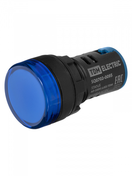 STATUS Лампа сигнальная AD-22DS, LED, d22 мм, 24-440 В AC/DC, IP65, синий TDM