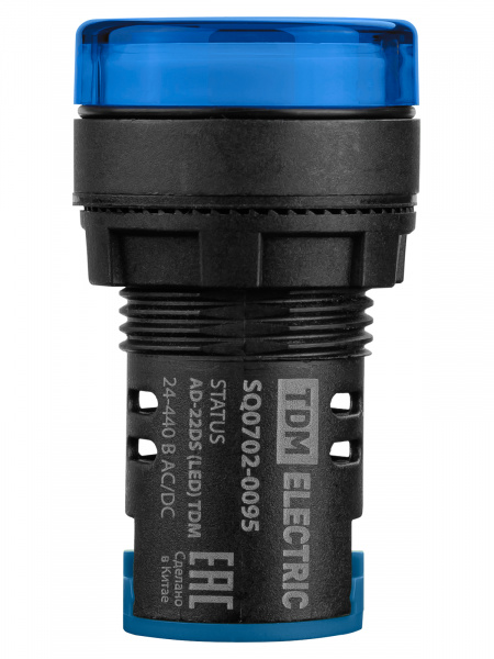 STATUS Лампа сигнальная AD-22DS, LED, d22 мм, 24-440 В AC/DC, IP65, синий TDM