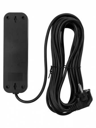 Удлинитель 3 гнезда, 3 метра, с/з, выкл., 10 А, 2300 Вт, черный, НАРОДНЫЙ У1-32055