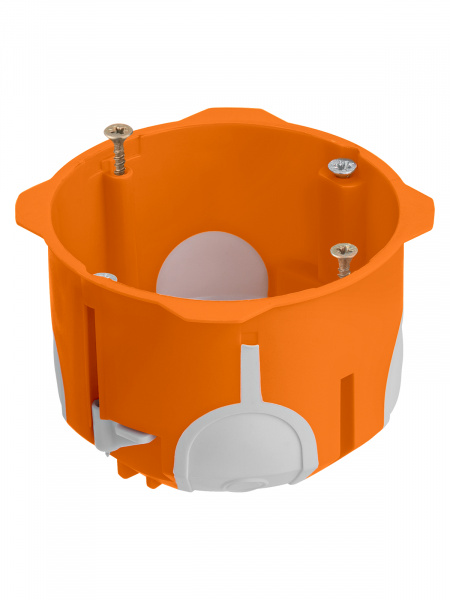 Установочная коробка СП D68х50 мм, 2-х компон., саморезы, пл. лапки, IP30, оранж., инд. штрихкод TDM