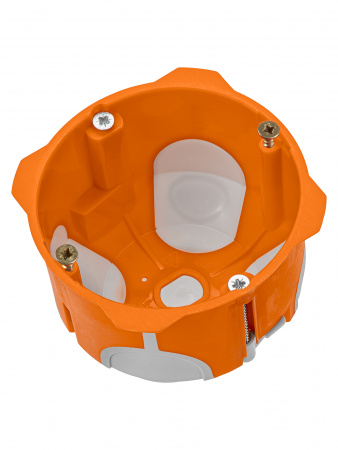 Установочная коробка СП D68х50 мм, 2-х компон., саморезы, пл. лапки, IP30, оранж., инд. штрихкод TDM