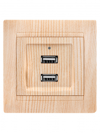 Розетка 2USB порт 2,1А 5В сосна "Лама" TDM