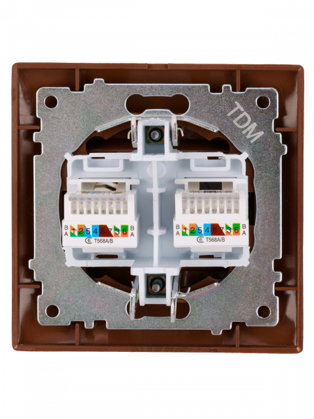 Розетка компьютерная двойная RJ45 венге "Лама" TDM