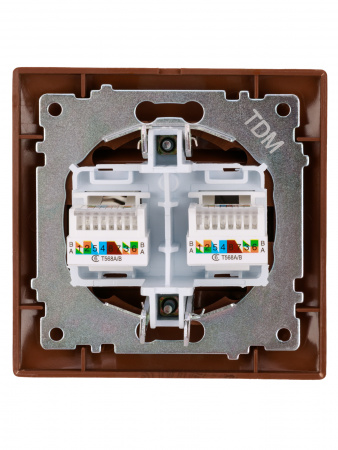 Розетка компьютерная двойная RJ45 венге "Лама" TDM