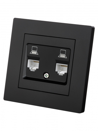 Розетка компьютерная двойная RJ45 черная "Сенеж" TDM