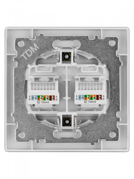 Розетка компьютерная двойная RJ45 черная "Сенеж" TDM