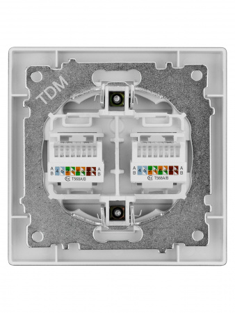 Розетка компьютерная двойная RJ45 черная "Сенеж" TDM