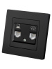 Розетка телефонная RJ11 + компьютерная RJ45 черная "Сенеж" TDM