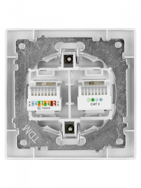 Розетка телефонная RJ11 + компьютерная RJ45 черная "Сенеж" TDM