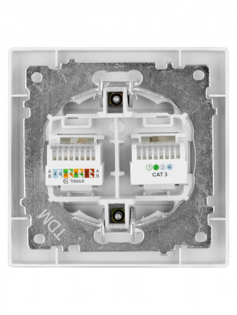 Розетка телефонная RJ11 + компьютерная RJ45 черная "Сенеж" TDM
