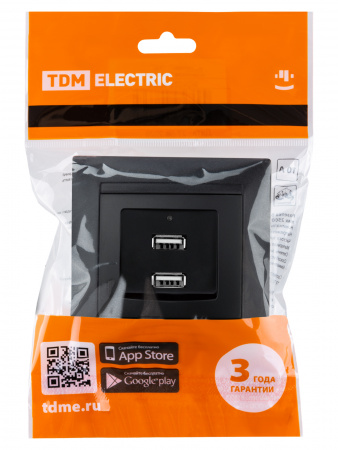 Розетка 2USB порт 2,1А 5В графит "Лама" TDM