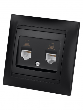 Розетка компьютерная двойная RJ45 графит "Лама" TDM